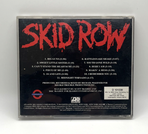 Skid Row Debut Self -Titled CD Pre-owned 1989 - Imagen 2 de 3