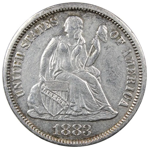 1883-P Seated Liberty Dime AU+ ALMOST UNC Details Cleaned A2802