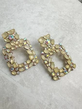 Women Fashion Flower Boho Statement Big Alloy Dangle Drop Earrings Jewelry