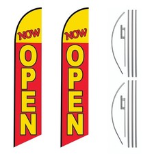 Pack of 2 - Now Open 15FT Swooper Feather Flag Banner Outdoor Advertising...