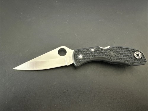 Vintage Spyderco Knive C11PBK98 Delica 3 ATS-55 Plain Edge SS Blade