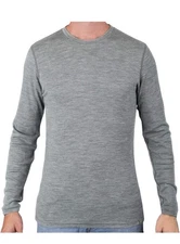 New MERIWOOL Mens Base Layer 100% Merino Wool Midweight Long Shirt Gray Sz Large