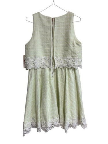 Gianni Bini GB Girls Dress Pastel Green White Tweed Sleeveless Lace Detail NWT - Picture 3 of 7