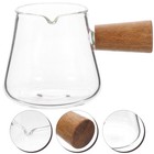 Glass Pitcher Glass Creamer Coffee Milk Pitcher with Wooden Handle for Home