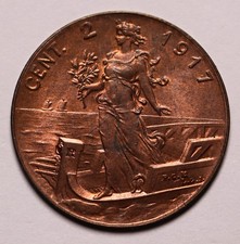 1917 Italy 2 Centesimi Coin KM# 41 Unc