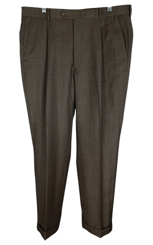 Perry Ellis Portfolio Two Piece Light Olive Green Sharkskin Wool Suit 44L 38X30 - Picture 8 of 15