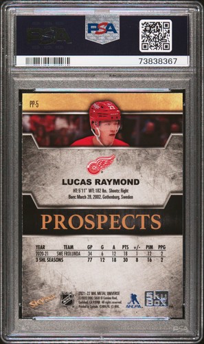 Lucas Raymond 2021-2022 Metal Universe Premium Prospects Sapphire #PP5 PSA 10 - Picture 2 of 2