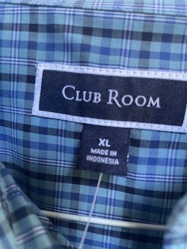 Men's Shirt, Club Room, Button Down, Size XL, Navy/Blue Plaid, New w/tags - Picture 3 of 5
