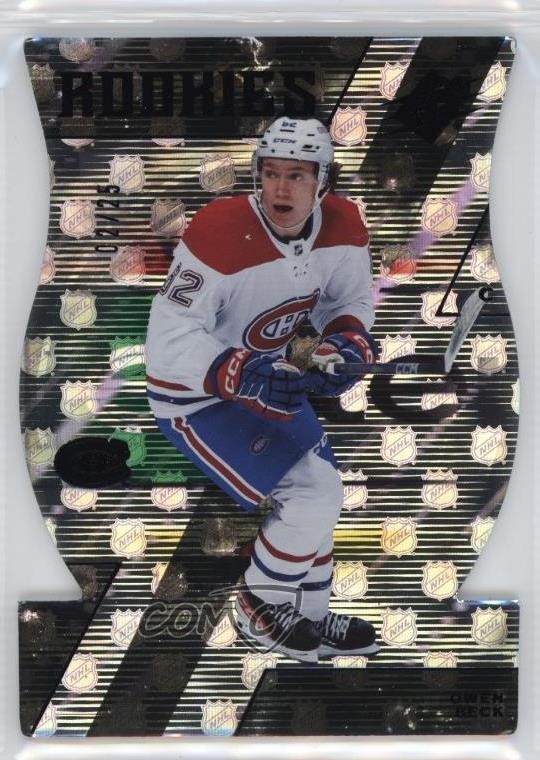 2023-24 SPx Rookies NHL Shield Die-Cut Hologram 2/25 Owen Beck #185 Rookie