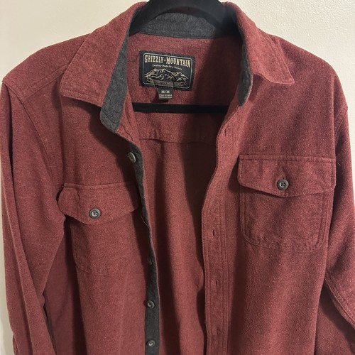 Grizzly Mountain Men's Long Sleeve Double Brushed Chamois Flannel Red Medium - Picture 3 of 5