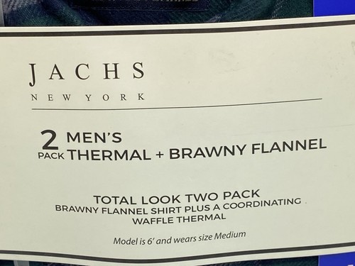 Jachs New York (Mens Sz Large) 2-Pack Shirts Thermal + Brawny Flannel Green/Blue - Picture 3 of 5