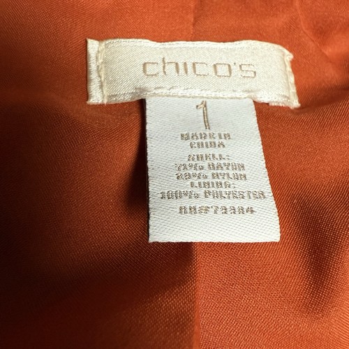 Chico’s Orange Velvet Crushed Jacket Blazer Open Kimono SZ 1 Small Fall Retro - Picture 4 of 8
