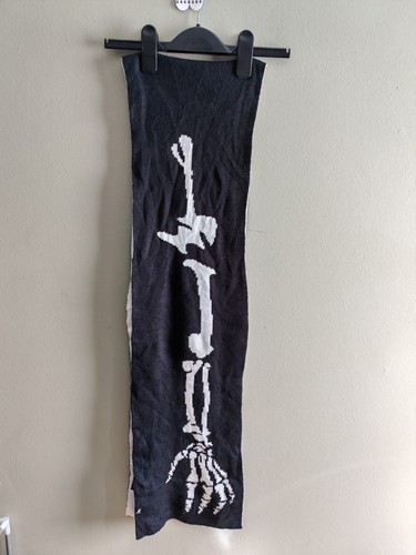 Bufanda reversible vintage Kangol huesos esqueleto negro blanco Halloween espeluznante  - Imagen 1 de 16