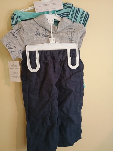 Carter's Just One You NWT Baby Boy blue Striped Sailboat Set 9 Months - Picture 6 of 8