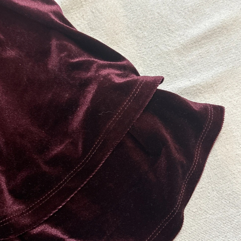 Vestido de terciopelo granate mangas transparentes sin palabras talla 16 adornos de cristal para niñas Foto 4 de 4