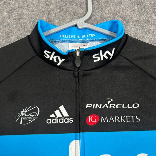 Adidas Cylcing Jersey Size Medium Team Sky Unisex Black Full Zip Unisex - Picture 3 of 13