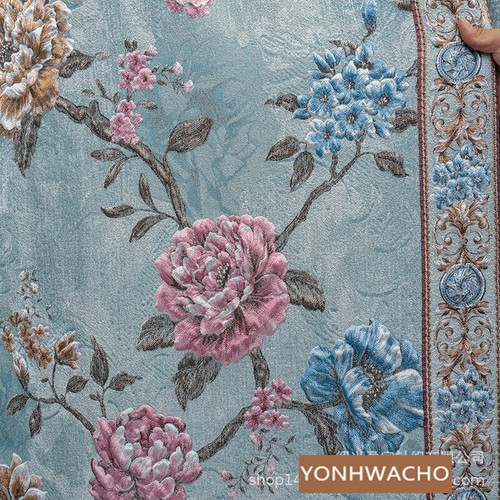 American luxury high precision jacquard blue cloth curtain valance drape C1607 - Picture 2 of 9