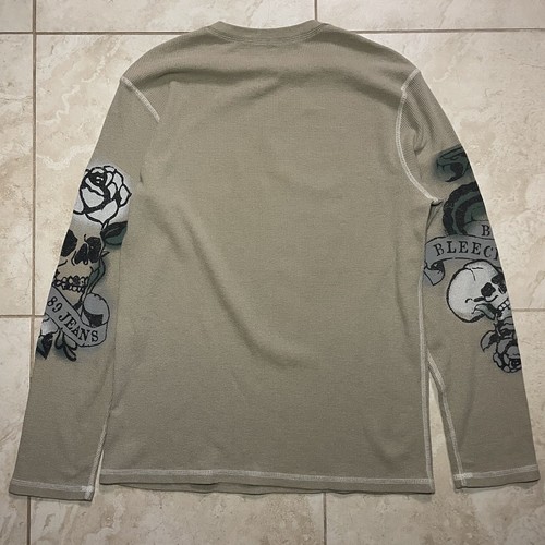 vintage y2k DKNY Jeans Mall Goth Tattoo thermal long-sleeve shirt mens large - Picture 4 of 4