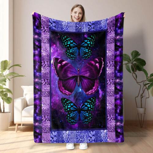 Butterfly Blanket Warm Cozy Throw Fluffy Sherpa Fleece TV Sofa Bed Couch Cover
