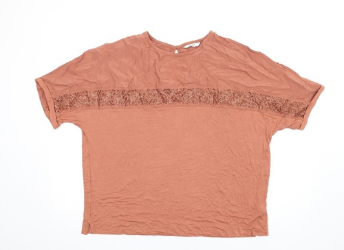 NEXT Damen orange Viskosemischung T-Shirt Größe 16
