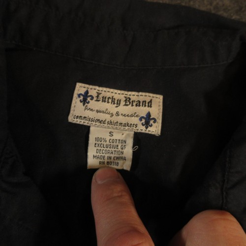 Vintage Lucky Brand Button Down Shirt Womens Small Long Sleeve Black Ruffle - Bild 9 von 13