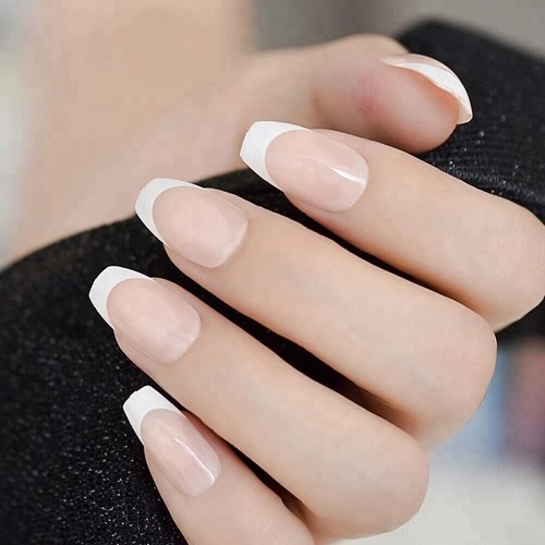Christmas Medium False Nails French Manicure Press On Full Cover sticker glue - Picture 3 of 9