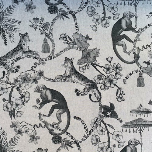 Tela de lino rica en algodón chinoiserie con estampado oriental para tapicería artesanal - Imagen 2 de 37