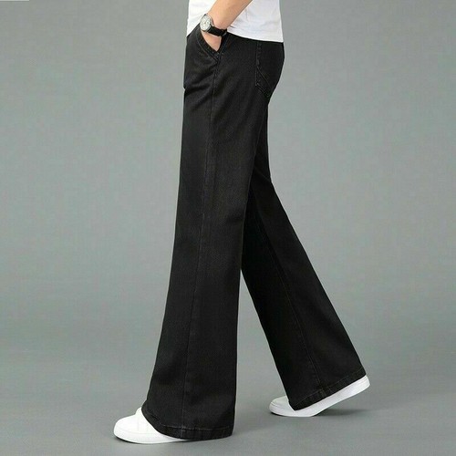 Herren Glocke Unten Jeans 60s Vintage Ausgestellt Denim Hose Retro Weites Bein - Picture 10 of 14