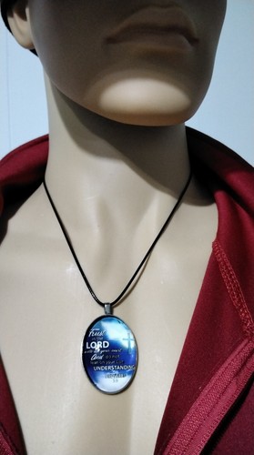 Trust in the Lord Hombres Collar Colgante Ovalado Tono Plata Cuero Cordón Collar - Imagen 8 de 24