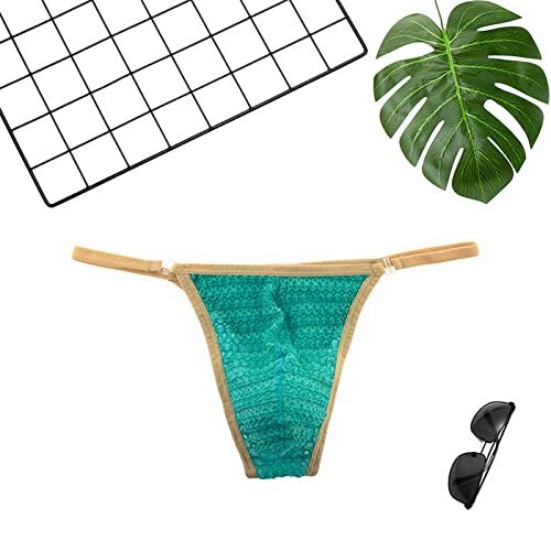 Men Thongs Mesh G Strings Thongs Briefs Breathable Sexy Bikini Large Blue - Picture 2 of 7