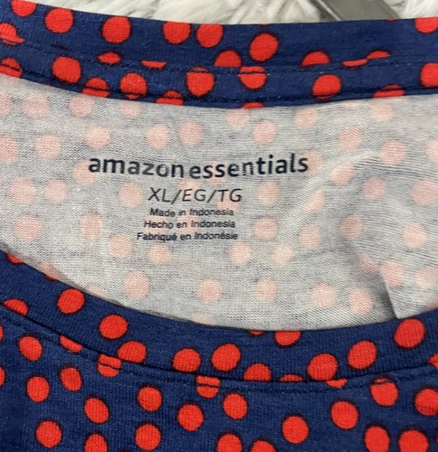 Womens XL Red & Blue Polka Dot Dress Fit & Flare Cottage Core Casual Teacher - Picture 5 of 5
