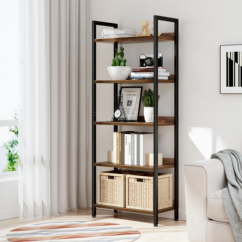 Bookshelf, 5 Tier Bookshelves, Home Office Bookcase Shelf Storage Organizer, Fre - Picture 2 of 7