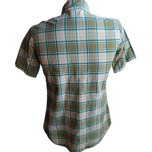 Vintage 1980s Shirt Oxford Collar Mens Small Green Plaid SS Summer BBQ Indy - Picture 4 of 7