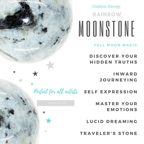 Rainbow moonstone tumble stone - tumbled rainbow moonstone crystal - rainbow - Picture 6 of 10