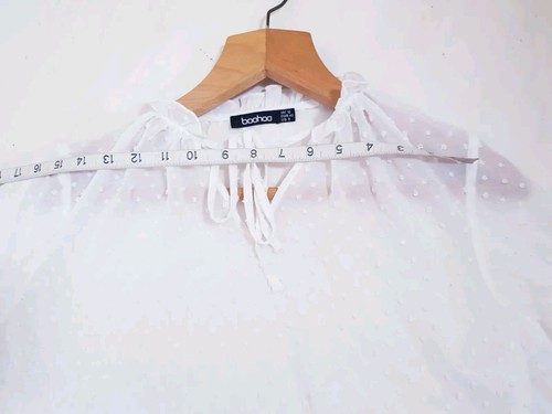 Boohoo See Through Long Sleeve Neck Top Size 12 - Picture 11 of 12