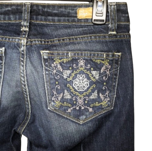 Paige Women's Jeans 27 Laurel Canyon Boot Cut Distress Stretch Blue Denim Floral