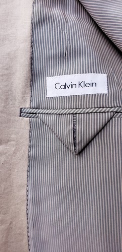 NEW CALVIN KLEIN TAN BEIGE PURE LINEN SPRING SUMMER DOUBLE VENTS SPORTCOAT 48LG - Picture 15 of 16
