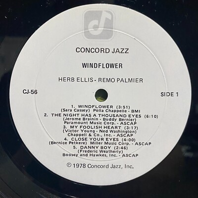HERB ELLIS + REMO PALMIER - WINDFLOWER (VINYL LP) 1978