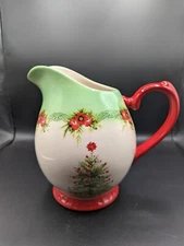 Pioneer Women Lg Water Christmas Holiday Cheer Pitcher 9 in tall