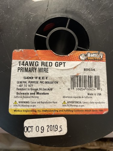Battery Doctor 80034 14 Awg 1 Conductor Stranded Primary Wire 500 Ft. Rd, - Picture 3 of 3