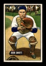 1951 Bowman Baseball #214 Bob Swift CREASED Very Good Detroit Tigers