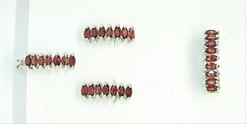 Silver Garnet Ring Earring Pendant Genuine Gems Solid Sterling Size N US 6.75 - Picture 21 of 24