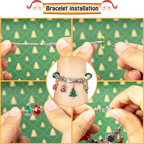 24 Days Christmas Advent Countdown Calendar 2 Bracelets DIY Jewelry Making Kit - Picture 4 of 7