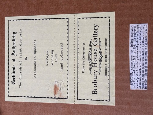 Alessandro Specchi Original Antike Radierung 1600er Brobury Haus Galerie 21x18" - Bild 5 von 7