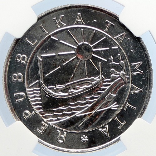 1981 MALTE FAO Journée mondiale de lalimentation bateau de pêche ANCIEN boutiques argent pièce de 2 livres neuf dans son emballage dorigine i105673