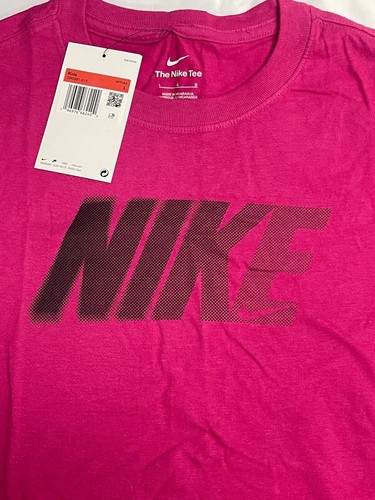 Nike Boy's Logo Fade T-Shirt Fireberry DR0881 615 LARGE - Picture 2 of 7