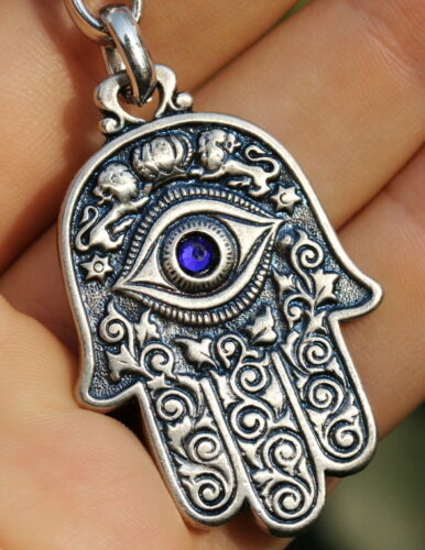 HAMSA Hand KEYCHAIN Jewish Symbols Charm Amulet, Kabbalah & Evil Eye Protection - Picture 1 of 5