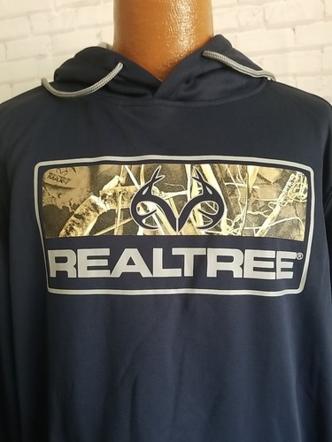 Realtree Hoodie Sweatshirt Mens Large Navy Blue New Hunting Camo Deer Pocket