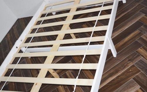Small Double Bed with Mattress White Pine Wood Frame Solid Wooden Shaker Style - Picture 12 of 90