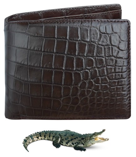 Genuine Crocodile Leather Men's Wallet Skin Bifold Wallet RFID Blocking Handmade - Picture 215 of 443